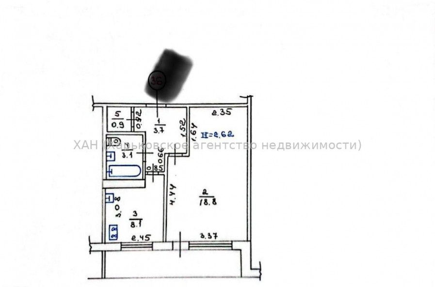 Продам квартиру, Метростроителей ул. , 1 кім., 38 м², советский ремонт 