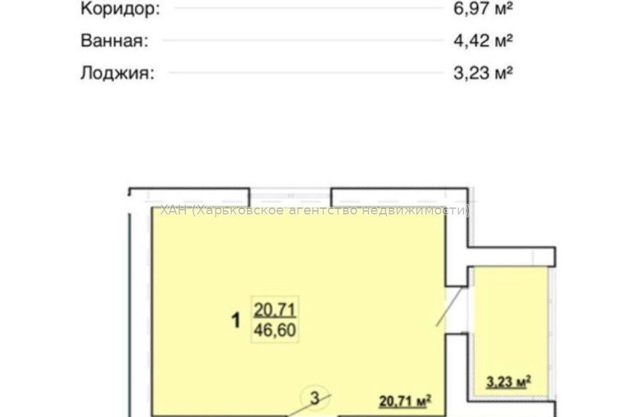 Продам квартиру, Шевченко ул. , 1  ком., 46.60 м², без внутренних работ 