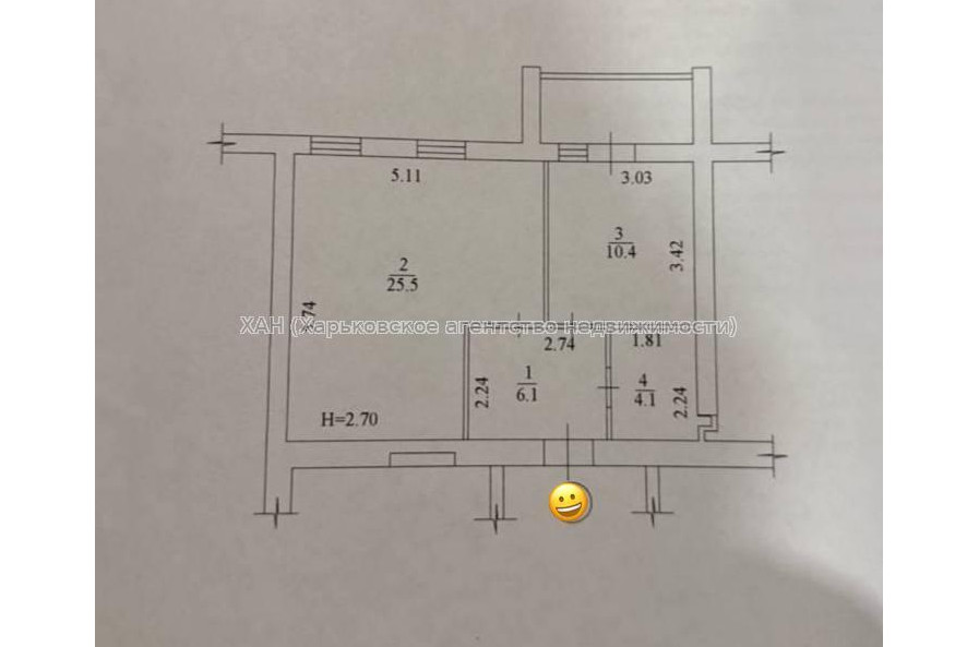 Продам квартиру, Мира ул. , 1 кім., 48.10 м², без внутренних работ 