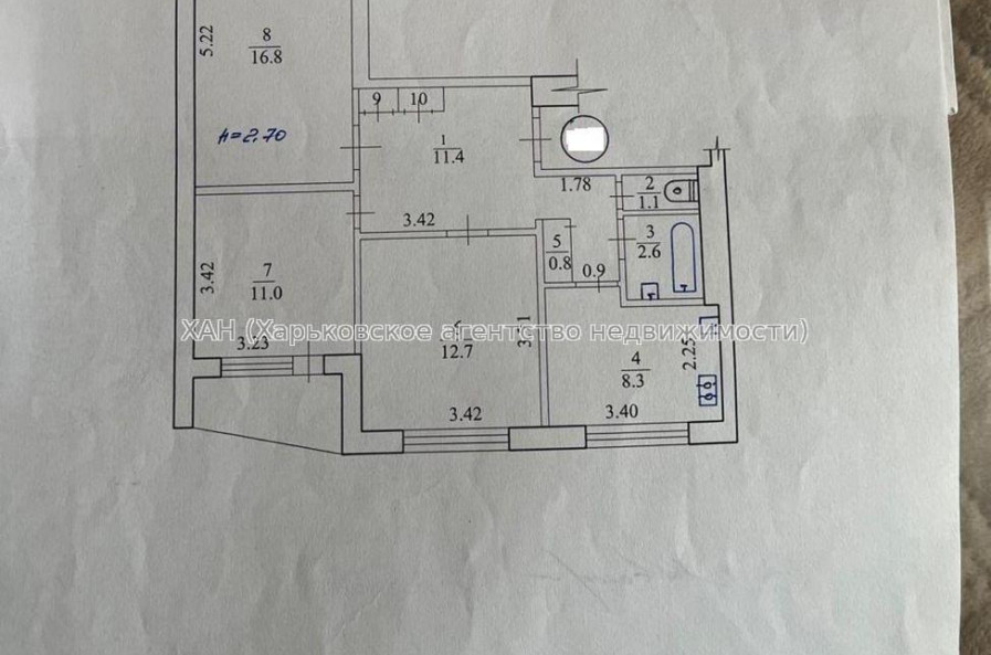 Продам квартиру, Волонтерская ул. , 3  ком., 72 м², косметический ремонт 