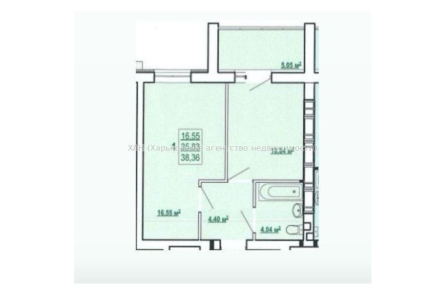Продам квартиру, Полтавский Шлях ул. , 1  ком., 38.36 м², без внутренних работ 