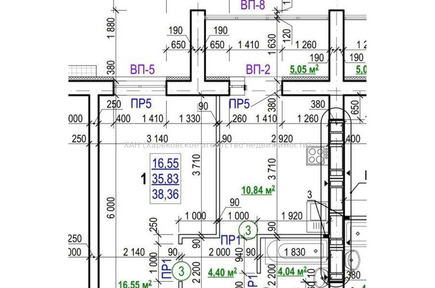 Продам квартиру, Полтавский Шлях ул. , 1  ком., 38.36 м², без внутренних работ 