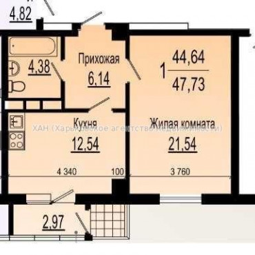 Продам квартиру, Клочковская ул. , 1 кім., 50 м², без внутренних работ 