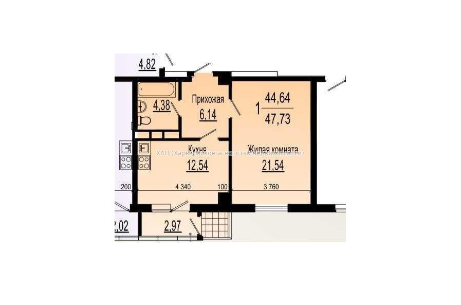 Продам квартиру, Клочковская ул. , 1 кім., 50 м², без внутренних работ 