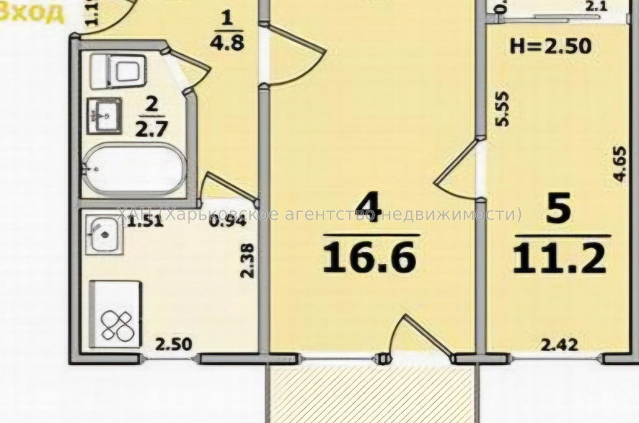 Сдам квартиру, Проскуры ул. , 2  ком., 44.50 м², косметический ремонт 