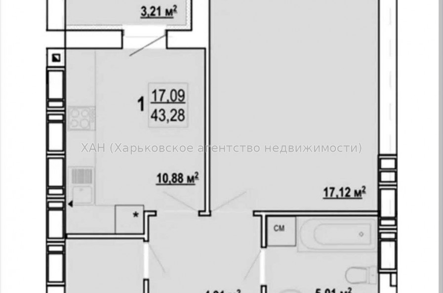 Продам квартиру, Шевченко ул. , 1 кім., 44 м², без внутренних работ 
