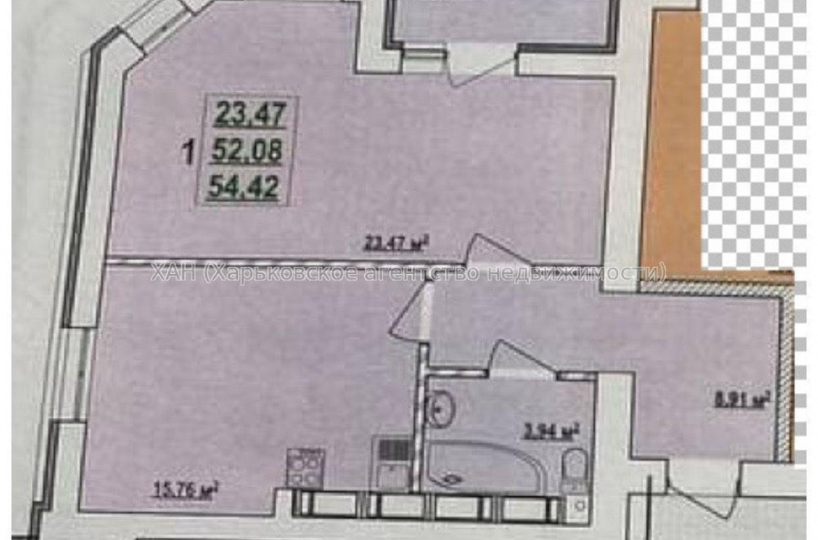 Продам квартиру, Лисаветинская ул. , 1 кім., 55 м², без внутренних работ 