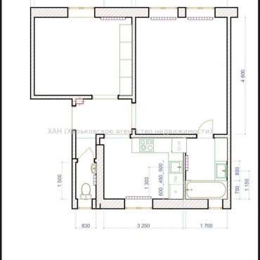 Продам квартиру, Героев Харькова просп. , 2 кім., 50 м², без отделочных работ 