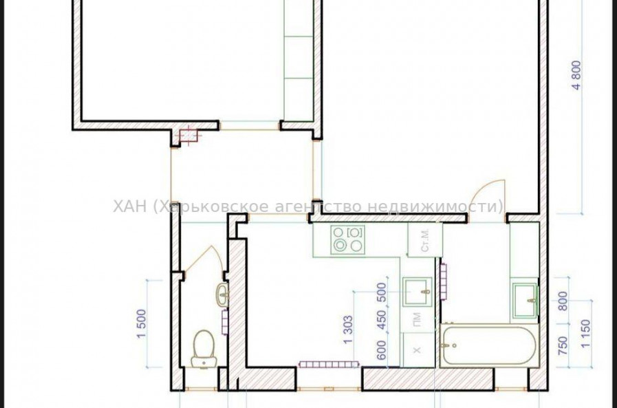 Продам квартиру, Героев Харькова просп. , 2 кім., 50 м², без отделочных работ 
