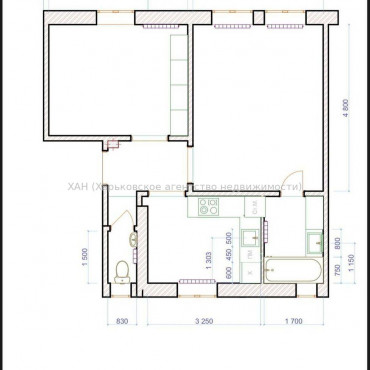 Продам квартиру, Героев Харькова просп. , 2  ком., 50 м², без отделочных работ 