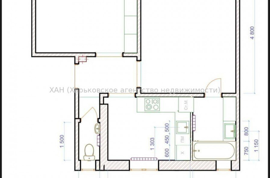 Продам квартиру, Героев Харькова просп. , 2  ком., 50 м², без отделочных работ 