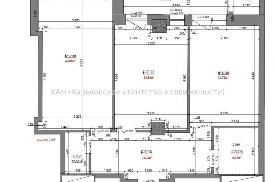 Продам квартиру, Клочковская ул. , 3  ком., 73 м², без внутренних работ 