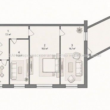 Продам квартиру, Архитекторов ул. , 3 кім., 71.70 м², косметический ремонт 