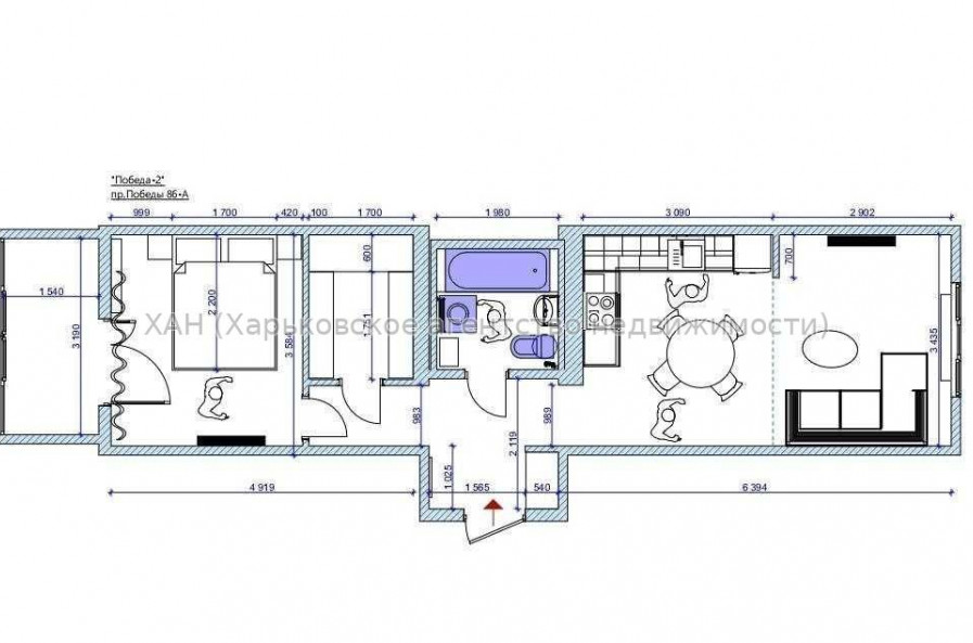 Продам квартиру, Победы просп. , 2  ком., 48 м², евроремонт 