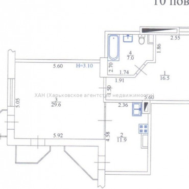 Продам квартиру, Науки просп. , 1 кім., 70.90 м², без внутренних работ 