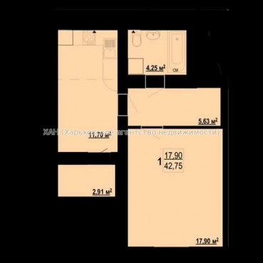 Продам квартиру, Шевченко ул. , 1  ком., 42.75 м², без внутренних работ 