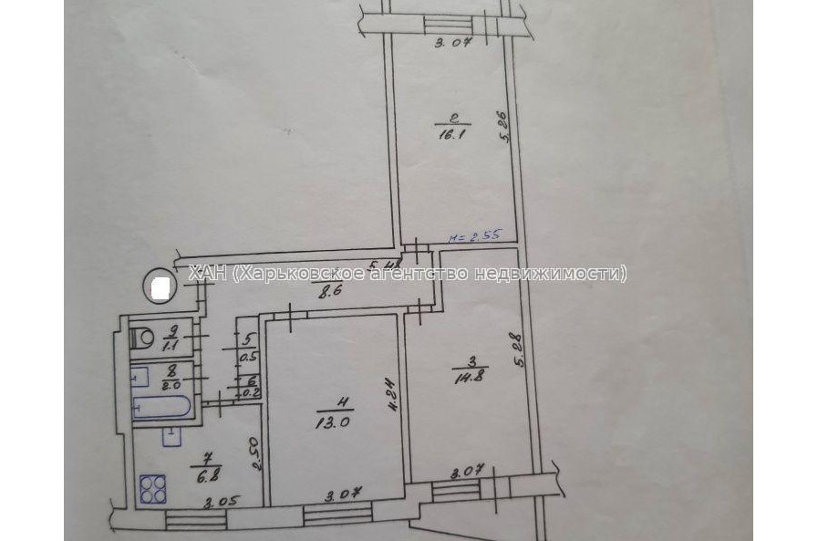 Продам квартиру, Бригады Хартия ул. , 3  ком., 64.80 м², советский ремонт 