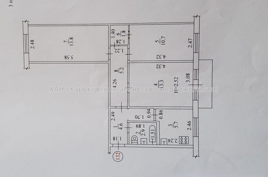 Продам квартиру, Жасминовый б-р , 11 , 3 кім., 62 м², советский ремонт 