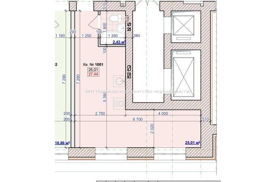 Продам квартиру, Куликовская ул. , 1 кім., 27.40 м², без внутренних работ 