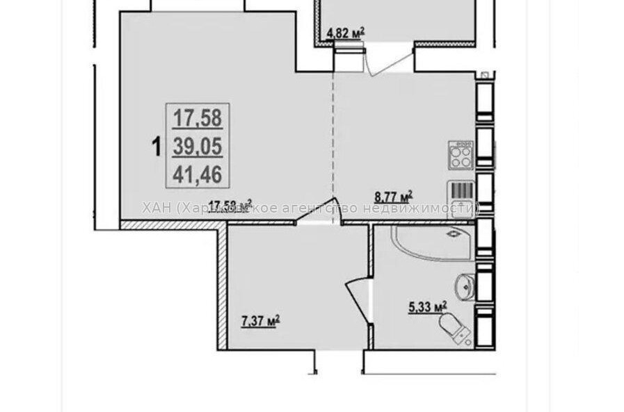 Продам квартиру, Лисаветинская ул. , 1  ком., 41.46 м², без ремонта 