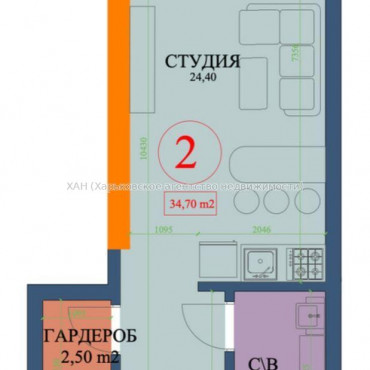 Продам квартиру, Куликовская ул. , 1  ком., 34.70 м², без внутренних работ 