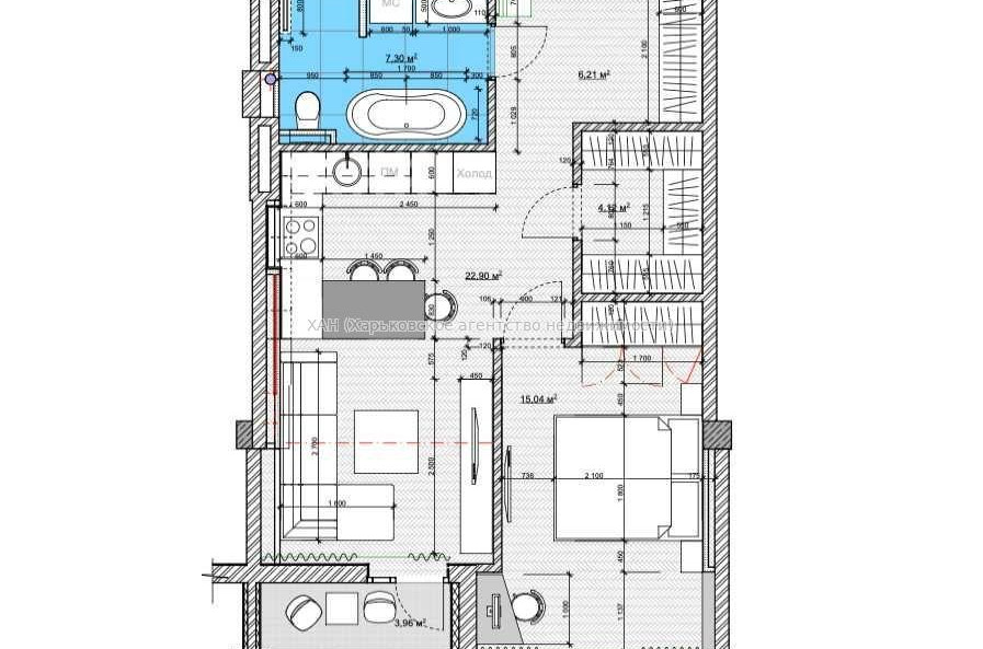 Продам квартиру, Профессорская ул. , 1 кім., 56 м², авторский дизайн 