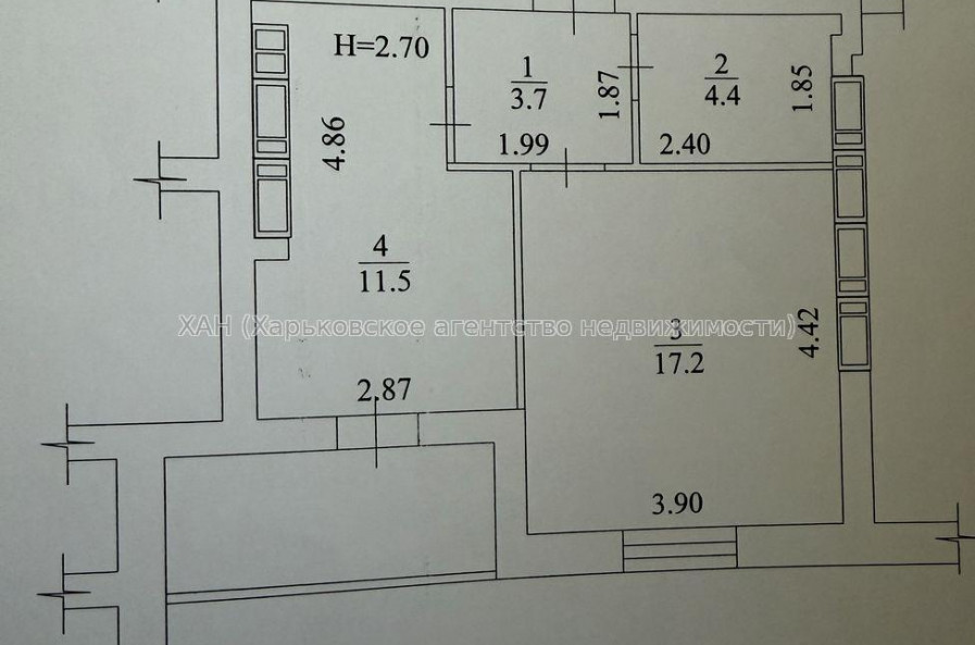 Продам квартиру, Шевченко ул. , 1  ком., 42 м², без внутренних работ 
