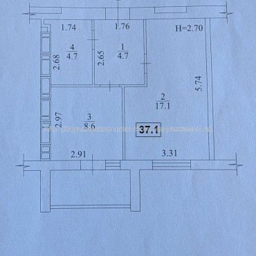 Продам квартиру, Мира ул. , 1  ком., 37.10 м², без внутренних работ 