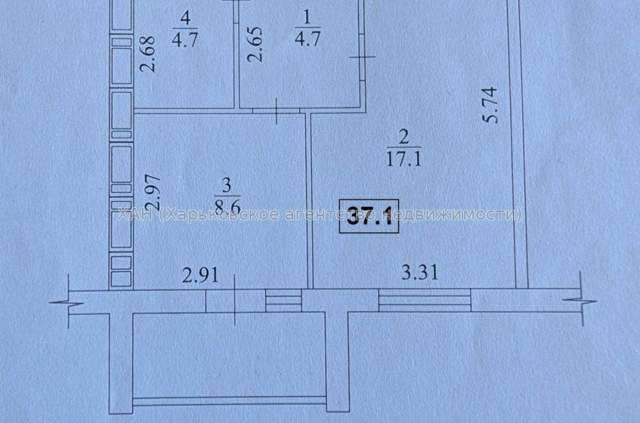 Продам квартиру, Мира ул. , 1  ком., 37.10 м², без внутренних работ 