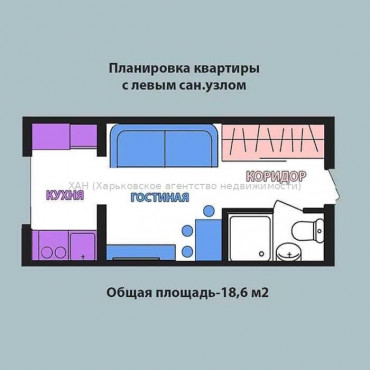 Продам квартиру, Веселая ул. , 1  ком., 18 м², без внутренних работ 