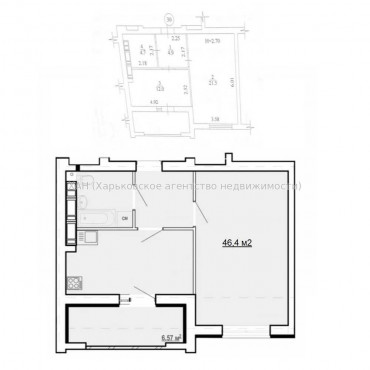 Продам квартиру, Победы просп. , 1 кім., 46.40 м², без ремонта 