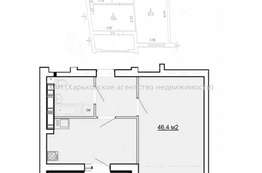 Продам квартиру, Победы просп. , 1 кім., 46.40 м², без ремонта 