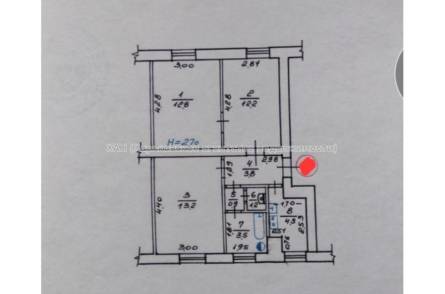 Продам квартиру, Сумская ул. , 3  ком., 52 м², косметический ремонт 