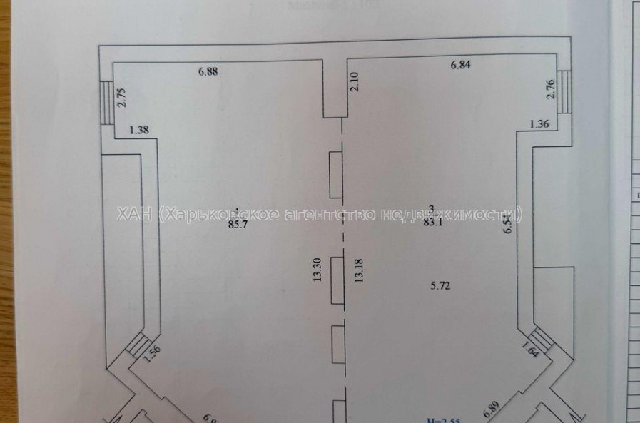 Продам нежилую недвижимость, помещение свободного назначения , 5  ком., 168.80 м², без внутренних работ 