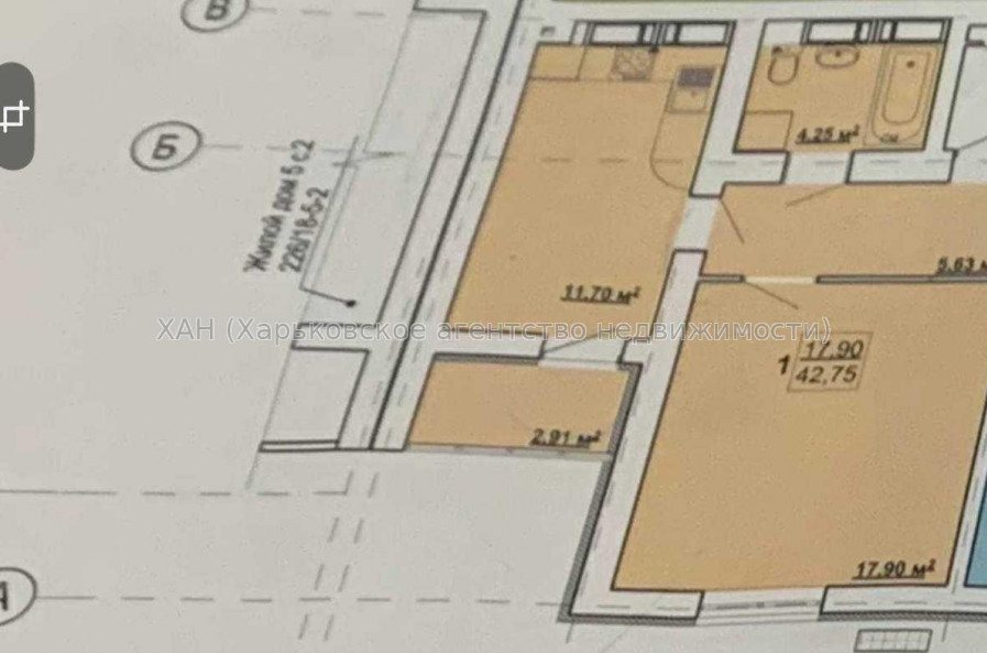 Продам квартиру, Шевченко ул. , 1  ком., 43 м², без внутренних работ 