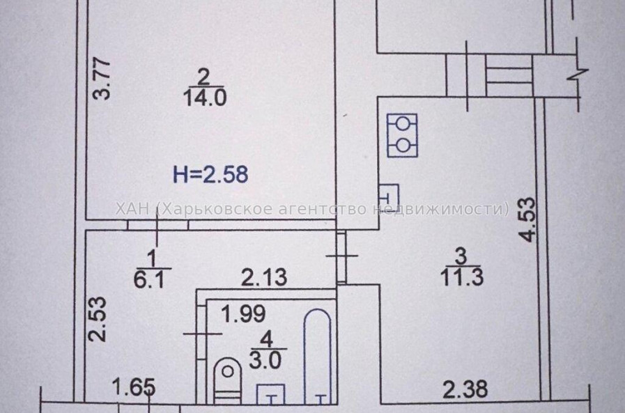 Продам квартиру, Победы просп. , 1  ком., 36.80 м², косметический ремонт 
