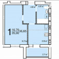 Продам квартиру, 1 кім., 37 м², без внутренних работ 