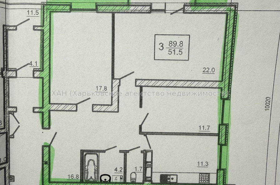 Продам квартиру, Непокоренных ул. , 3  ком., 90 м², без внутренних работ 
