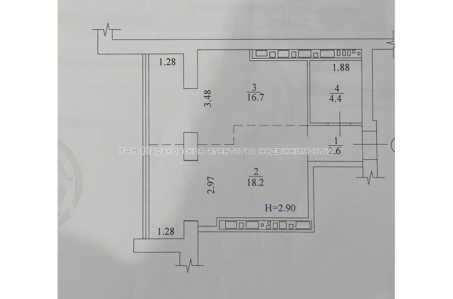 Продам квартиру, Полтавский Шлях ул. , 1 кім., 41.90 м², без ремонта 