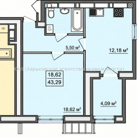 Продам квартиру, Полтавский Шлях ул. , 1 кім., 43.29 м², без внутренних работ