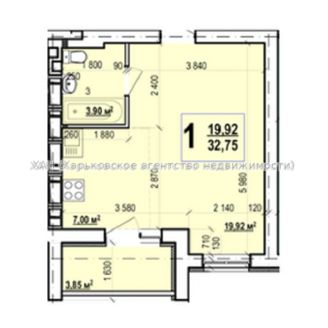 Продам квартиру, Семинарская ул. , 1  ком., 32 м², без внутренних работ 