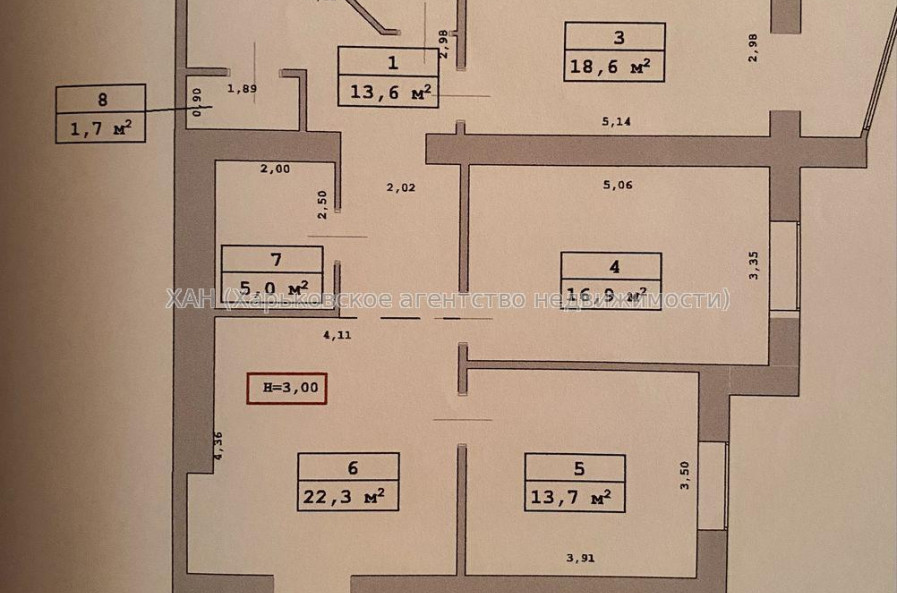 Продам квартиру, Искринский пер. , 3  ком., 96 м², частичный ремонт 