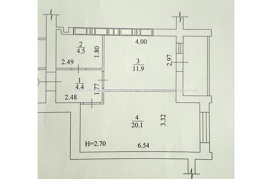 Продам квартиру, Героев Харькова просп. , 1 кім., 42 м², без внутренних работ 