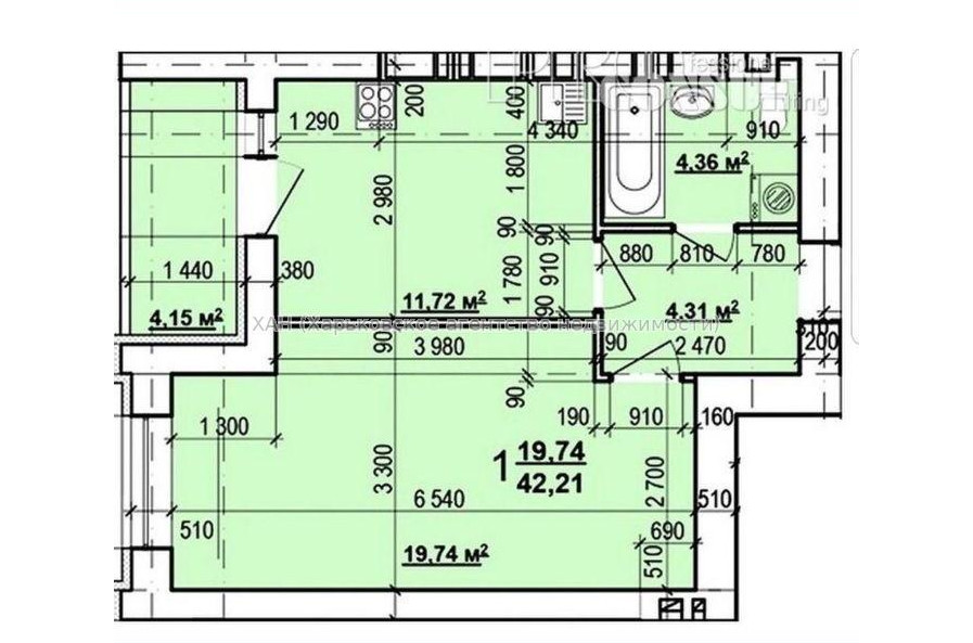 Продам квартиру, Героев Харькова просп. , 1 кім., 42 м², без внутренних работ 