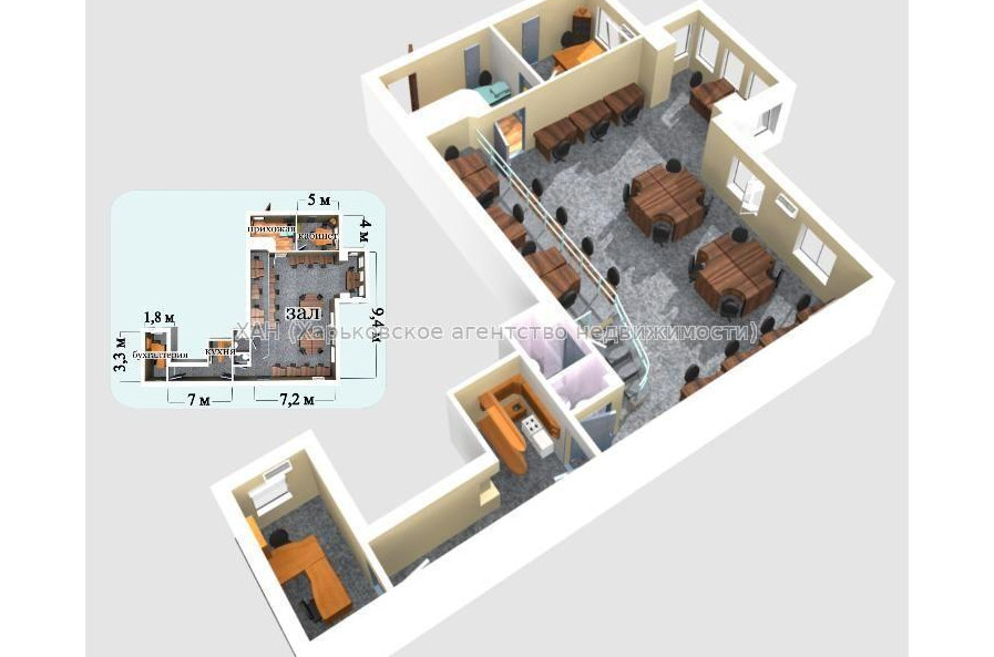 Сдам нежилую недвижимость, офисное помещение , 1  ком., 140 м², капитальный ремонт 