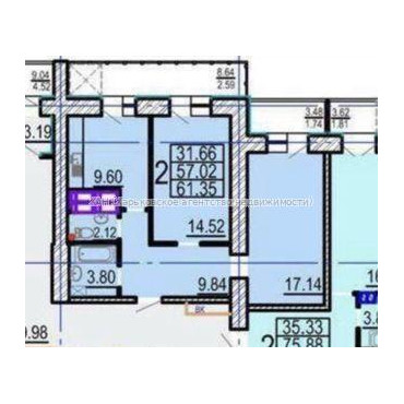 Продам квартиру, Клочковская ул. , 2 кім., 61 м², без внутренних работ 