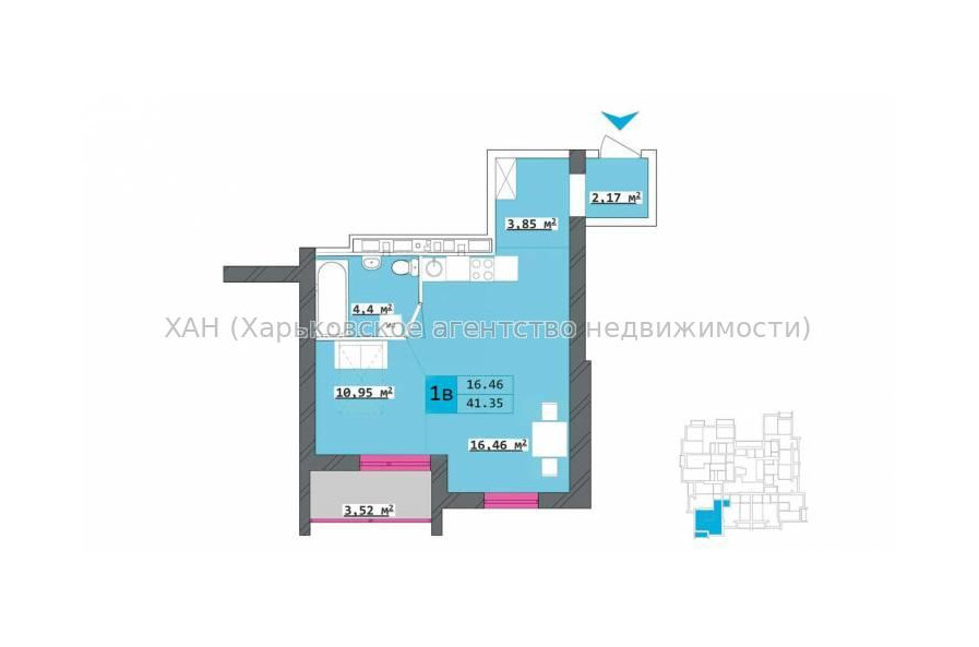 Продам квартиру, Полтавский Шлях ул. , 1  ком., 41 м², без внутренних работ 