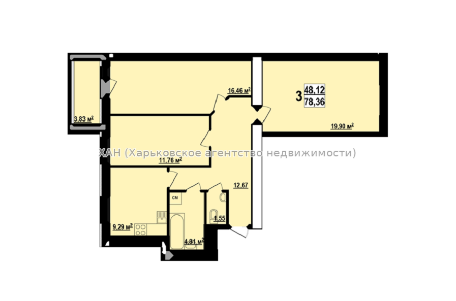Продам квартиру, Мира ул. , 3  ком., 80 м², капитальный ремонт 