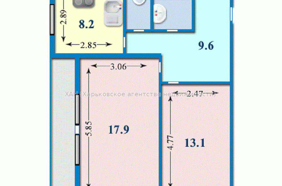 Продам квартиру, Владислава Зубенко ул. , 2  ком., 52 м², без ремонта 