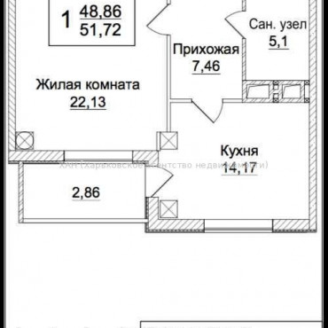 Продам квартиру, Льва Ландау просп. , 1  ком., 53 м², без внутренних работ 